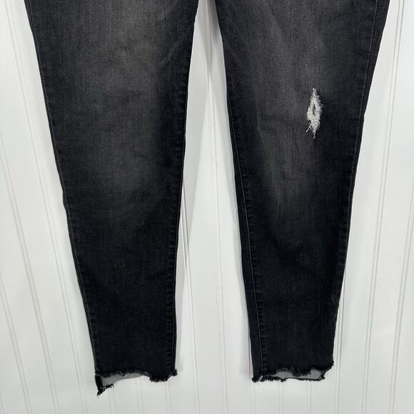 Democracy Jeans Womens 10 Skinny Ab Technology Black Denim Distressed Grunge - Picture 4 of 12